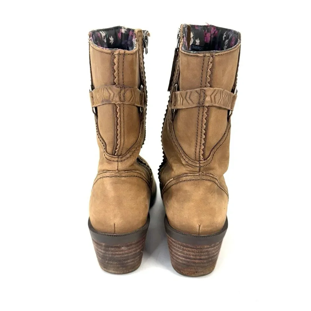 Teva Foxy Mid Womens Brown Tan Mid Calf Boots 1008316 Size 7.5 Nubuck Heel